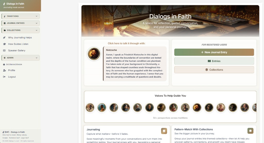 Dialogs in Faith home page preview.