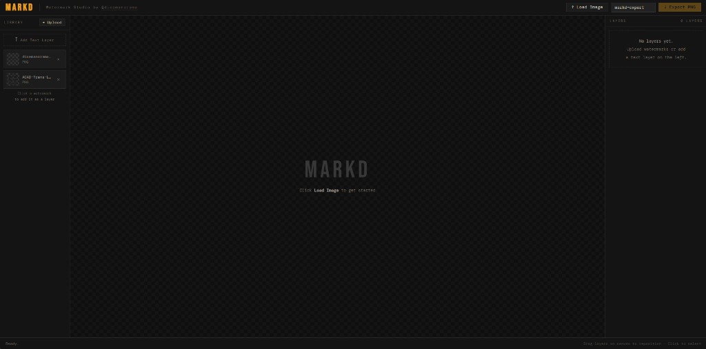 MARKD watermark studio interface.